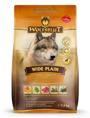 Obrázek produktu pro Wolfsblut Adult Small Breed Wide Plain, Dospělý jedinec, Malý (5-10 kilogramů), Extra malý (<4 kg), Kůň, 7,5 kg, Bezlepkový