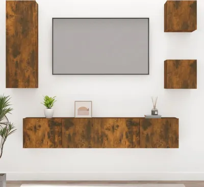 Produktbild von The Living Store 5-tlg. TV-Schrank-Set Räuchereiche Holzwerkstoff