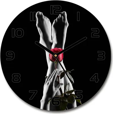 Produktbild von Wanduhr aus Glas 30fi Glasbild Glasuhr Gehärtetes Glas - schwarze-zeiger - Rose and feet