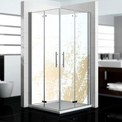 Produktbild von dedeco Eck-Duschrückwände Aluminium wasserfest Motiv: Kunst V2, Nano-Protect seidenmatt, 2 x 100x200x0,3cm, Fliesenersatz fugenlos Wandverkleidung Wandpaneele,  Germany