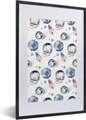 Produktbild von MuchoWow® Gerahmtes Poster Raum - Elefant - Kaninchen - Jungen - Mädchen - Mädchen - Kinder 40x60 cm - Poster mit Schwarzem Bilderrahmen Wandposter Rahmen Foto Bilder - Poster in Rahmen