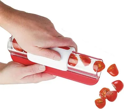 Produktbild von LATRAT Kirschtomaten und Traubentomaten Schneidehilfe, Küchenhilfe zur Dekoration, Gemüseschneider, Küchengerät