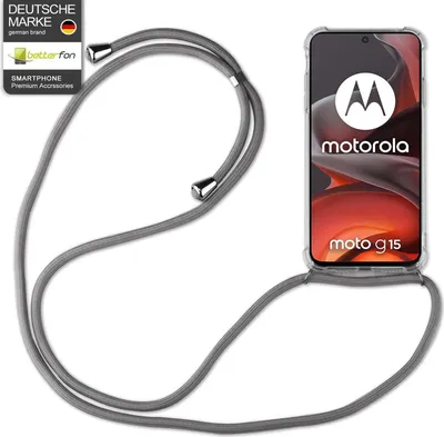 Produktbild von Handykett für Motorola Moto G15 / Moto G15 Power Hülle mit Kordel Handyhülle mit Band in Grau