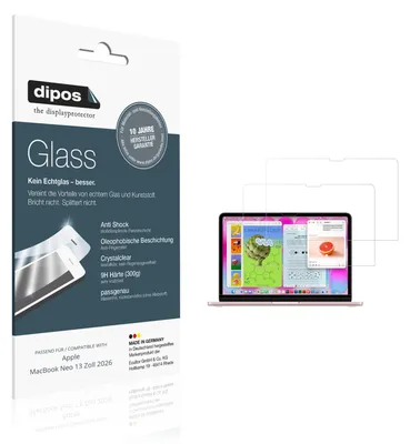 Immagine prodotto di 2x Pellicola Protettiva per Apple MacBook Neo 13 Zoll 2026 Protezione Vetro Flessibile 9H dipos