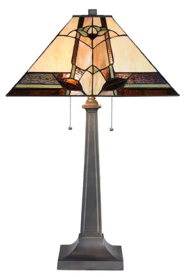 Obrázok produktu pre LumiLamp 5LL-6320 Tiffany stolová lampa Béžová 45x45x80 cm E27-max 2x60W