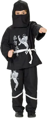 Produktbild von Ninja Kinder Kostüm schwarz-weiss