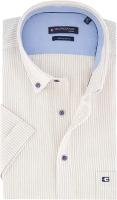 Produktbild von Giordano Hemd kurzarm beige gestreift Regular Fit