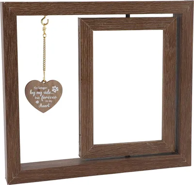 Produktbild von Hund rotierender Bilderrahmen Massivholz doppelseitig Herz angehender Haustier Gedenkfoto für Home -Geting -Hochzeit