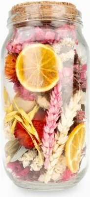 Produktbild von Trockenblumen im Glas mit Korken in vielen Größen zur Auswahl | Boho-Deko, Größe:h.17 Ø 9 cm