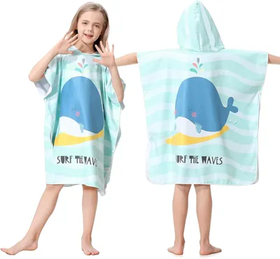 Zdjęcie produktu dla Dziecięce poncho kąpielowe, szybkoschnące mikrofibry, dla chłopców i dziewczynek, z kapturem, na basen i plażę