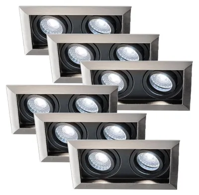 Produktbild von hoftronic LED Einbaustrahler 6x 8W 690lm 6500K GU10 Dimmbar Edelstahl