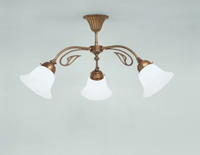 Produktbild von Deckenleuchte Messing massiv Glas in Berliner Opal Weiß E27 3-flammig Jugendstil
