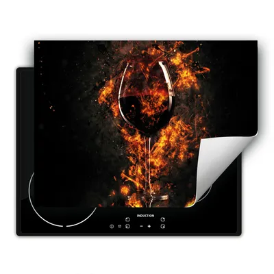 Produktbild von DarHaus Herdabdeckplatte 80x52 cm Anti Rutsch Matte Aufrollbar, Wein - Feuer