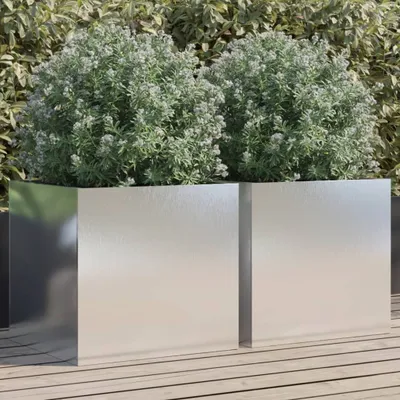 Zdjęcie produktu dla vidaXL Sadzarka 2 sztuki srebrna 49x47x46 cm stal nierdzewna
