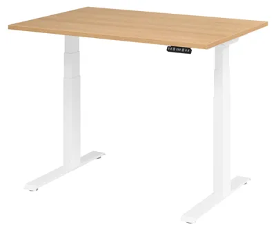 Produktbild von bümö Schreibtisch elektrisch XDKB - Größe: 120 x 80 cm, Gestell: Weiß, Nachbildung: Eiche