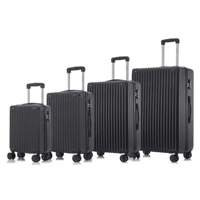Produktbild von Suitcase Set, Rollkoffer Handgepäck, Kofferset, mit 4 Rollen 360°, Hartschalenreise Zahlenschloss, Weicher Gummigriff (4er Set, S,M,L&XL, Schwarz)