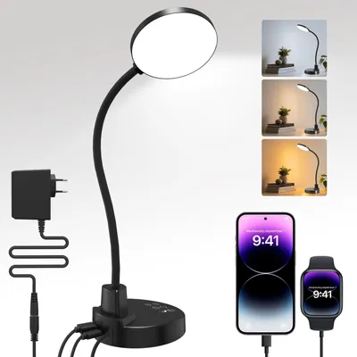 Produktbild von Dimmbare Tischlampe mit USB-Ladeanschlüssen, 3 Farbtemperaturen und 5 Helligkeitsstufen