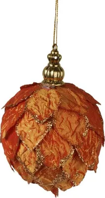 Zdjęcie produktu dla Bombka choinkowa z brokatowym materiałem w kolorze pomarańczowym, 8 cm
