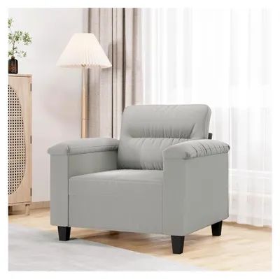 Produktbild von Sessel in Hellgrau, 60 cm Sitzbreite, Mikrofaser, Metallgestell, 110 kg Tragkraft, für Wohnzimmer und Lesezimmer