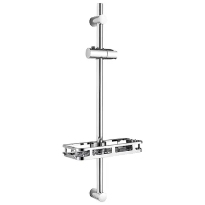 Produktbild von Auralum 70 cm Duschstange aus Edelstahl–Wandmontierte Duschsäule mit Ablage, kein Bohren erforderlich, moderne Duschstange, Chrom