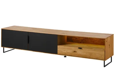 Produktbild von MASSIVMOEBEL24.DE Lowboard Wildeiche mit Glastür 220x43x51 natur geölt LINDAU #126