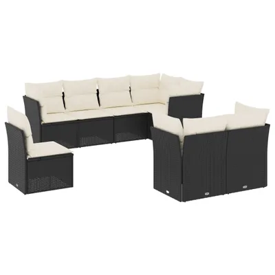 Produktbild von 8-tlg. Garten-Sofagarnitur mit Kissen Schwarz Poly Rattan