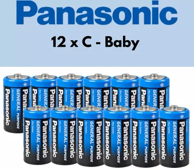 Produktbild von Panasonic Batterien, R14 C Baby 12er Pack, Markenqualität, Zink Kohle, 1,5V