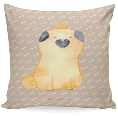 Produktbild von Mr. & Mrs. Panda kuschelkissen 40x40 Mops Krone - Hundeglück - Geschenk, Polster, Hund, Lustig, Deko Kissen, Königlich, Dekokissen, für sofa, Kuschel