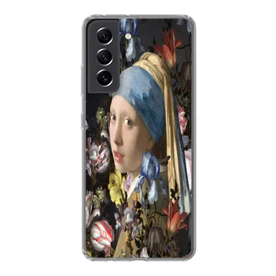 Produktbild von MuchoWow® Handyhülle Schutzhülle Hülle für Samsung Galaxy S21 FE Das Mädchen mit dem Perlenohrring - Johannes Vermeer - Blumen Silikon Softcase Handy Hülle - Mobiltelefonhülle