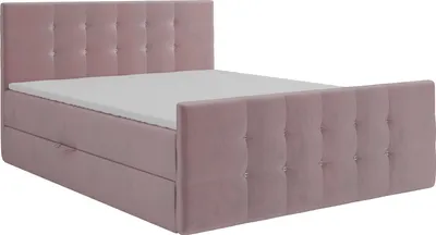Produktbild von KEF Boxspringbett Polsterbett Paris Bett mit Matratze und Topper Doppelbett mit Bettkasten Bonell Matratze H3 180x200 cm Rosa Tiffany