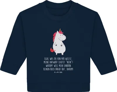Produktbild von Mr. & Mrs. Panda Organic Baby Pullover Einhorn Wut 6. - 12. Monat - French Navy - Geschenk, Unicorn, Nein, Bullover, Lustig, Büro