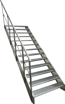 Obrázek produktu pro Ocelové příčkové schodiště Mřížové stupně 13 stupňů Zábradlí vlevo - pozinkované - (š x v x h) 60 x 228 x 234 cm