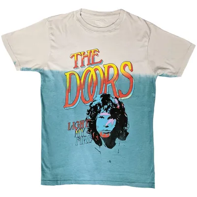 Obrázok produktu pre The Doors Light My Fire Stacked (Wash Collection) Light Blue XL Tričko