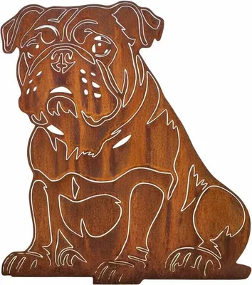 Produktbild von Edelrost American Bulldog - Rost Deko Hund Rostfigur Gartendeko für Draußen - stabile Metall Gartenfigur aus Stahl - Wetterfest für Beet Terrasse - 32x37cm