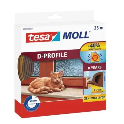 Obrázok produktu pre Gumové tesnenia okien a dverí "D", 9 x 7 mm x 25 m, biele