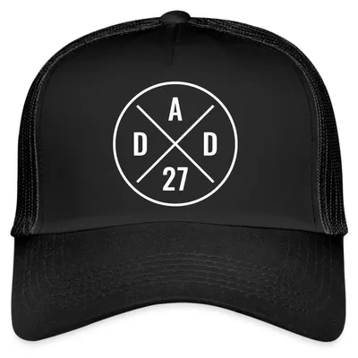 Produktbild von Spreadshirt Dad 27 Retro Look Trucker Cap, One size, Schwarz/Schwarz