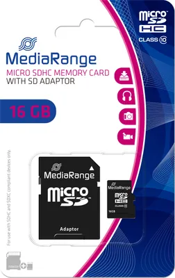 Produktbild von MediaRange SD MicroSD Card 16GB SD CL.10 inkl. Adapter