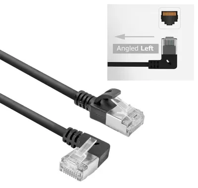 Imagen del producto de Cable de red ACT CAT6A, con conector de 90 grados, cable LAN U/FTP de baja emisión de humos y halógenos (LSZH), delgado de 3,6 mm, cable Ethernet flexible con conectores RJ45, para uso en redes de datos