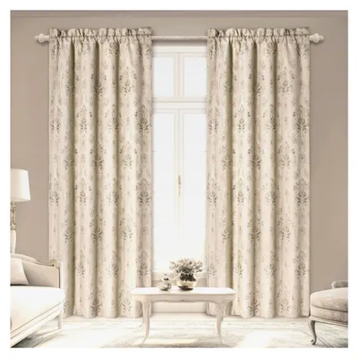 Produktbild von Blickdichte Vorhänge, Damastvorhänge Thermovorhang Hitzeschutz Verdunklungsvorhänge für Fenster 132x213cm, 2er Set mit Raffhalter (Beige)