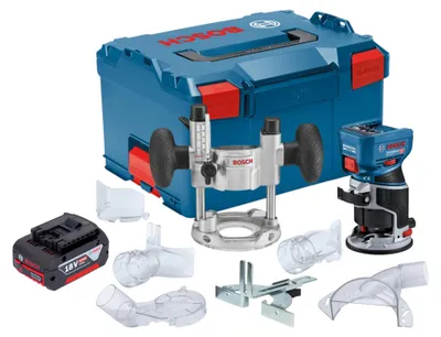 Produktbild von Bosch GKF 18V-8 Professional Akku Kantenfräse 18 V 8,0 mm Brushless + 1x Akku 4,0 Ah + Taucheinheit + L-Boxx - ohne Ladegerät