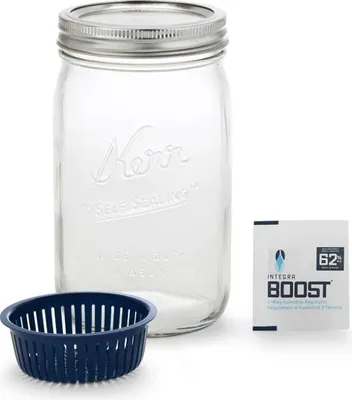 Produktbild von Integra Boost mit Kerr Glas Humidor 900 ml inkl. 6 Stück 62% 4 Gr Intrega Boost