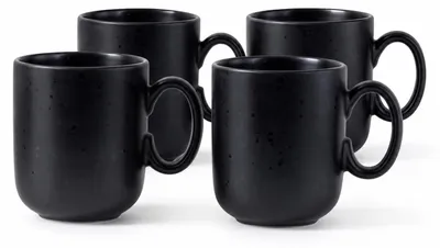 Produktbild von 4 Stück Keramikbecher Obsidian 320 ml - schwarz, Clay
