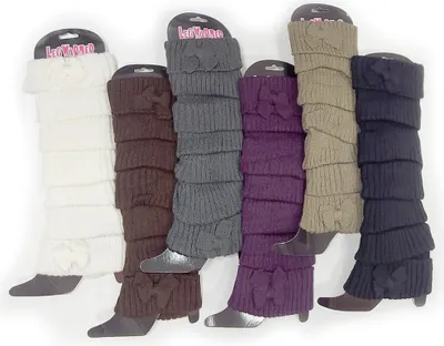 Produktbild von GKA 1 Paar Damen Beinstulpen taupe Strick Stulpen Beinwärmer Strümpfe Socken Wadenwärmer gestrickt mit Schleife
