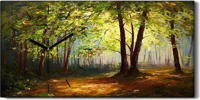 Produktbild von Wandbild Leinwand Bilder Wanduhr 60x30 Malerei Landschaft Sommer Wald Bunte - schwarze Hände