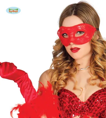 Produktbild von Marquisen Karneval Venedig Masquerade Augenmaske Partyball Weiß Elegant Glanz Veranstaltungsmaske Einzigartige Schwarz Weiße Maskerade Kostüm, Farbe: Rot