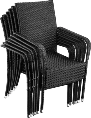 Image de Chaise en résine tressée GIRONA avec une capacité de charge de 120 kg - Lot de 6