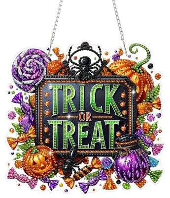 Immagine prodotto di Set per creare decorazioni "diamond painting" a tema Halloween: zucche, dolcetti e decorazioni per finestre, adatto a bambini e adulti