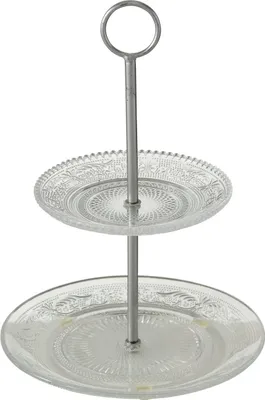 Produktbild von Etagere aus Glas mit zwei Ebenen, RELIEF, 28 cm