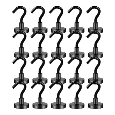 Image de Crochets magnétiques, 20 pièces d'aimants puissants avec crochets, 22 lb+, Porte-clés magnétique, 22 lb+ Crochets magnétiques puissants pour réfrigérateur, cuisine,garage