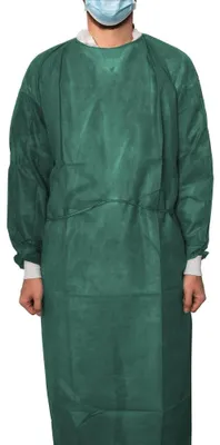 Produktbild von MaiMed-Coat Protect Comfort,Schutzkittel aus Vlies mit BW-Bündchen, d.-grün, Länge 136cm, 10St./Pack. | Packung (10 Stück)
